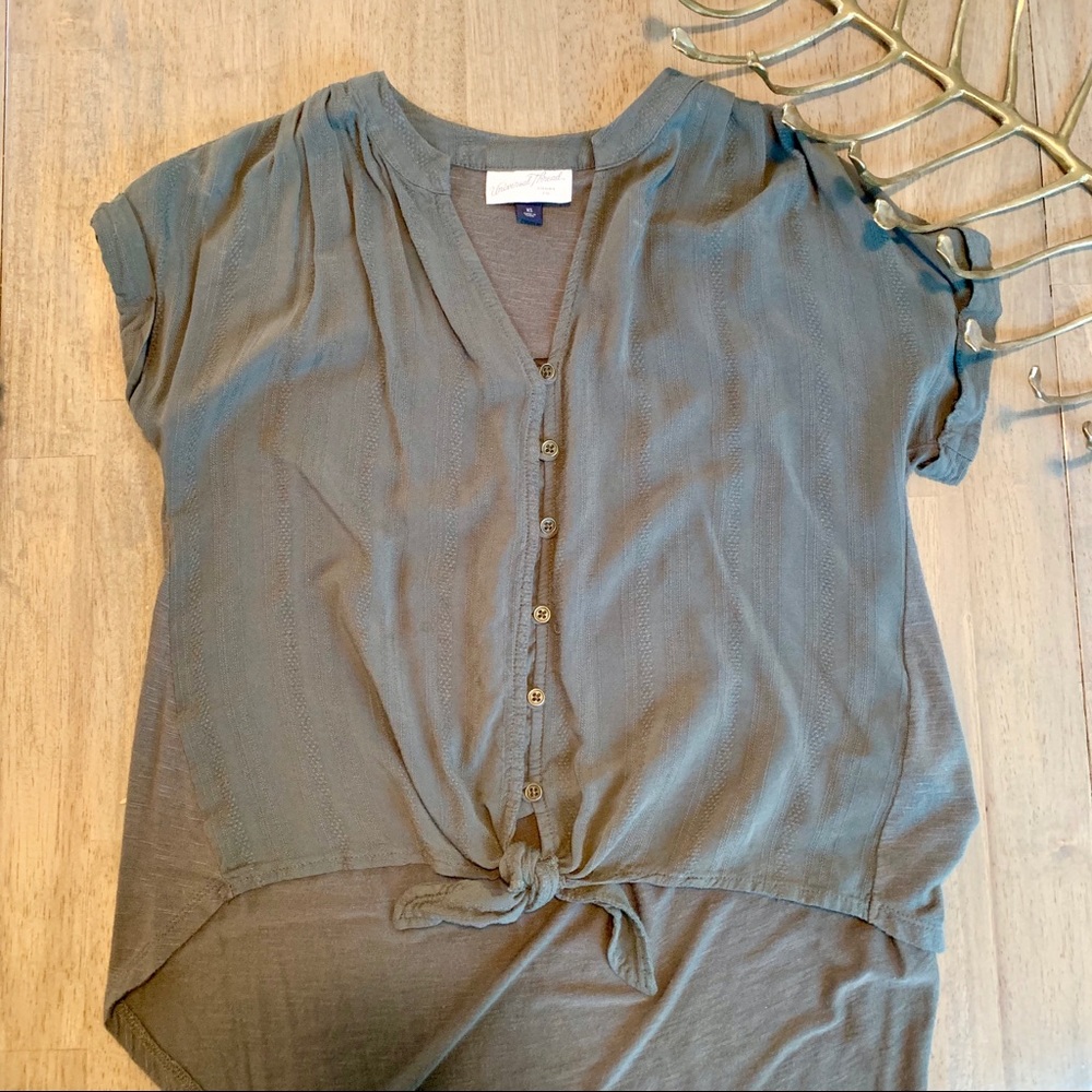 Olive green tie shirt